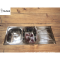 Double big bowl kitchen sink with drainboard